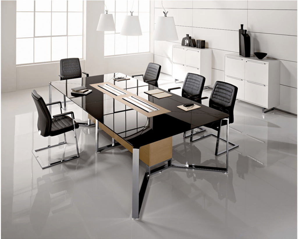 mesa directorio con vidrio